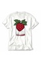 Modern Raspberry Chest Print T-Shirt - White - 5