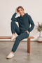 Women's 3 Thread Yarn Hooded Sweatshirt and Jogger Bottom Set Premium Hooded Sweatshirt and Jogger Bottom Petrol - 3