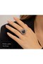 Silver Color Metal Ring with Black Sun Face Figure – Original Design Accessory
