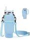 Water Bottle Carrier Bag with Phone Pocket for Stanley 40oz Tumbler with Handle, Water Bottle Holder Pouch with Adjustable Shoulder Strap & Straw Cover for Hiking Travelling Camping (blue)