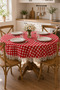 Round Tablecloth Red Gingham Lace Stain Resistant Kitchen Dining Table Cover