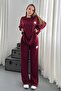 Burgundy Classic Corded Sweater and Trousers Set - 4
