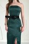 Emerald Strapless Satin Dress - 3