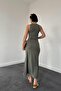 Khaki Sleeveless Crew Neck Dress - 3
