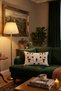 Tomurcuk |   Botanical Branch and Leaf Motif Punch Embroidered Tasseled Cotton Throw Pillow Cover 35X55 cm - 3