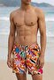 Egyptian Men's Abstract Floral Patterned Swim Shorts Mustard