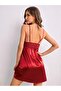 Burgundy Lace Satin Nightgown - 2