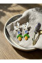 Limonchelli Handmade Polymer Clay Lemon Earrings |   Floral Blue and White Design Women's Earrings - 4