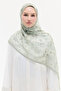 Crispy Floral Pattern Soft Cotton Shawl - Green - 4