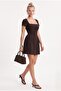 Women's Maevanew Short Sleeve Brown Mini Woven Dress - 4