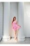 Women's Pink Lace Mini Dress Dcf060 - 2