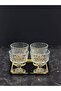 5-Piece Gold Vellora Glass Bowl Set – Crystal Patterned Ice Cream and Dessert Bowl with Square Tray