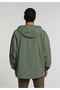 Loose Fit Plain Lined Zippered Men's Green Raincoat - 3