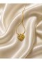 Gold Enamel Daisy Detailed Heart Necklace - 2