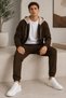 Men's Cardigan and Jogger Tracksuit Set 3 Yarn Raster Cardigan Hoodie and Jogger 2-Piece Tracksuit Set Full Zipper Closure Jacket and Elastic Waist Jogger Long Sweatpants