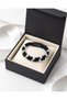 Men's Black Leather Bracelet – Stylish Double-Row Men's Bracelet with Blue Natural Stone Detail - 2