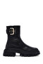 Women's Black Thick-Soled Leather Boots Wf170013Df