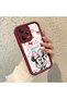 Redmi Note 12 Pro 5g Compatible Case Camera Protector Minnie Pattern Burgundy Lover Couple Silicone Phone Case - 3