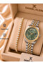 Yellow Silver Color - Green Dial Women's Wristwatch - with Bracelet Gift 010Dkl00-641 - 4