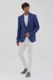 Egisto Men's Blue Stretchy Lycra Cotton Blend Slim Fit Spring-Summer Sports Blazer Jacket - 3