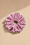 Gingham Ruffle Scrunchie Hair Clip with Strong Elastic - 4