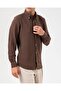 Slim Fit Safari Button-Down Collar Striped Linen Men's Shirt Brown T20159-03 - 3