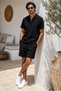 Men's Polo Collar T-Shirt and Shorts Set Ottoman Fabric Zippered Polo Collar T-Shirt and Oversize Fit Shorts 2-Piece Summer Set Men's Polo Collar T-Shirt Shorts Set 2-Piece Set - 8