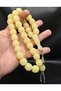 Special Large Size Barrel Cut Cream Color Powder Amber Prayer Beads - 2