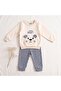 Bear Embroidered Plaid Baby Set