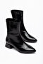 Women's Black Patent Leather Heeled Pointed Toe Zippered Casual Boots - 4