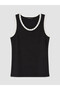 Black Crew Neck Women's Undershirt with Lace Detail - 5