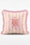 Summer Themed Striped Palm Tree, Sun and Sea Turtle Figured 4-Piece Fringed Throw Pillow Cover Set - 3