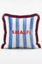 Striped Amalfi Capri Cannes and Nice City Written 4-Piece Fringed Throw Pillow Cover Set - 5