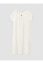 Lcw Dream Ecru Crew Neck Cherry Patterned Maternity Nightgown - 4