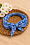 Gingham Patterned Elastic Tail Women's Bandana Bow Crown Hair Band - 8