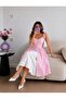 Pink Gingham Strappy Lined Long Dress - 2