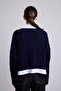 Boxy Fit Self-Polo Collar Long Sleeve Knitwear Sweater H2420Ax26Wn - 5