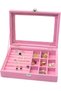 Premium Pink Jewelry Organizer Case with Mirror, Multiple Compartments and Ring Storage Slots, Velvet-Lined Jewelry Box for Women and Girls, Ideal for Safely Organizing Earrings, Rings, B - 4