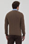 Pales Men's Dark Mink Hair Braided 100% Cotton Crew Neck Sweater - 8