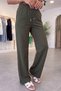 Women's Khaki Palazzo High Waist Elastic Combed Cotton Soft Fabric Colorful Lace-Up Loose Leg Casual Comfortable Sweatpants