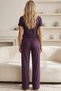 Purple Lace Cotton Ribbed Camisole Knitted Pajama Set26120701 - 3