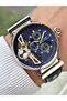 Automatic Mechanism 5 Atm Water Resistant Leather Cord Steel Case Men's Wristwatch 1270 - 3