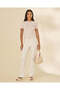 Women Beige And White Striped Rib T Shirt - 2