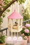 Bird Feeder Balcony Garden Hanging Decorative Bird House Pink Cream - 3