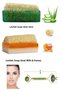 Set of 3 Natural Pumpkin Fiber Goat Milk & Honey & Aloe Vera Extract Soap Double-Sided Facial Massage Tool