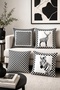 Black and White African Animals Patterned 4-Piece Throw Pillow Cover Set