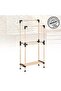 Wooden Bathroom Towel Holder with Shelf 2 Hangers 48 Cm Width - 2