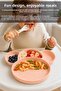 Monkey Figured Feeding Set - 4-Compartment Baby Food Bowl with Spoon and Fork, Pink - 3