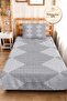 Gray Geometric Youth Room Single Pique Set - Anthracite Striped 160X220 cm Quilted Bedspread