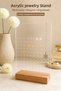 Transparent Acrylic Jewelry Stand with Wooden Stand Earring Necklace Organizer Jewelry Organizer - 2